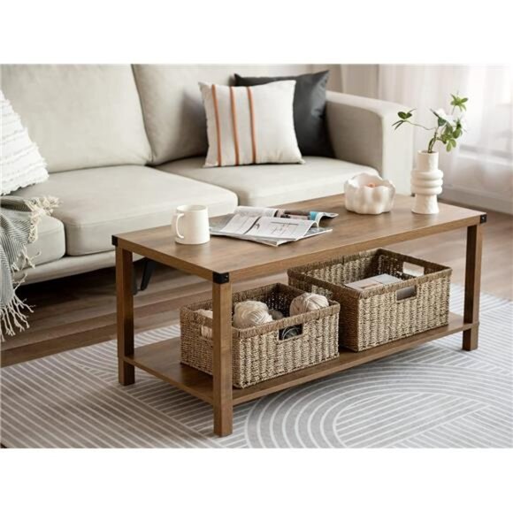 Large Wicker Storage Basket, Seagrass Rectangle Basket with Built-in Handle - Picture 6 of 8